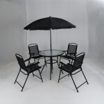Ensemble 6 pcs table et chaises de jardin extérieur costway avec parasol table ronde en verre trempé ... Ensemble 6 pcs table et chaises de jardin extérieur costway avec parasol table ronde en verre trempé ...