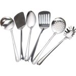 Ensemble de 6 ustensiles de cuisine en acier inoxydable cuill�re � fente spatule louche gadgets et accessoires ...