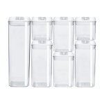 Ensemble de 7 bo�tes de conservation en plastique pour aliments bocaux carr�s refermables ustensiles ...