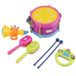 Ensemble de 7 instruments de musique ducatifs pour enfants tambour cloche marteau de sable trompette ...