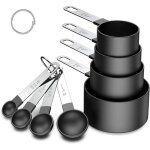 Ensemble de 8 tasses et cuill�res � mesurer en acier inoxydable pour des mesures de cuisson pr�cises ...