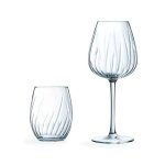 Ensemble 8 verres � pied et verres � eau swirly - cristal darques
