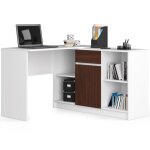 Ensemble dangle akord bureau b17 avec commode blanc 120 cm 1 porte 1 tiroir faade weng 6 tagres 120x126x79 ...