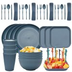 Ensemble dassiettes écologiques vaisselle en paille de blé bol ramen assiettes à dîner 48 pièces - bleu ... Ensemble dassiettes écologiques vaisselle en paille de blé bol ramen assiettes à dîner 48 pièces - bleu ...