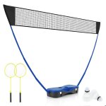 Ensemble de badminton portable costway - filet2 raquettes2 volants - 270 x 335 x 160 cm - etui de rangement ...