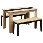 Ensemble banc et table  manger - homcom - bois - 120x69x75cm - bois naturel
