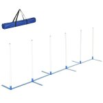 Ensemble btons slalom agility chien blanc / bleu 305x60x94cm sac inclus - quipement dentranement sportif ...