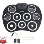 Ensemble de batterie �lectronique 9 tampons enroulables avec � p�dale pour enfants