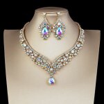 Ensemble de bijoux de marie en cristal de luxe collier ras du cou boucles doreilles strass pour fte ...
