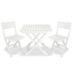 Ensemble de bistro pliable - jill - 3 pi�ces - plastique - blanc - table: 79x72x70 cm - chaise: 41x34x78 ...
