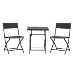 Ensemble bistrot 2 places pour terrasse balcon table et 2 chaises polyrotin marron �l�gant