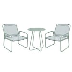 Ensemble bistrot 3 pi�ces vert - table + 2 chaises en maille r�sistante pour balcon terrasse ou jardin ...