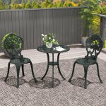 Ensemble bistrot pour jardin en aluminium salon de jardin 3 pi�ces 2 chaises + table ronde imitation ...