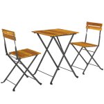 Ensemble bistrot de jardin - outsunny - 3 pices avec 2 chaises et table basse - en bois dacacia et acier ...
