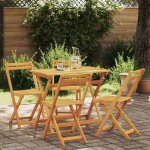 Ensemble bistrot pliant - vidaxl - bois dacacia massif - marron - 4 places - table et 4 chaises - design ...