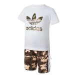 Ensemble blanc / kaki garon adidas short tee set