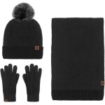 Ensemble bonnet charpe et gants pour femme bonnet dhiver 3 pices cache - cou et gants bonnet gants ...