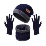 Ensemble bonnet écharpe et gants - bleu - laine - hiver - confort et élégance Ensemble bonnet écharpe et gants - bleu - laine - hiver - confort et élégance