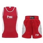 Ensemble boxe enfants - pss - 2 pices - dbardeur 100% polyester - short 100% satin - rouge