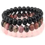 Ensemble de bracelets 3 pi�ces pour femmes pierres pr�cieuses naturelles perles de yoga j0464