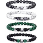 Ensemble de bracelets de perles pour hommes 8mm oeil de tigre pierre de lave extensible pierre 4bracelet ... Ensemble de bracelets de perles pour hommes 8mm oeil de tigre pierre de lave extensible pierre 4bracelet ...