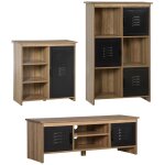 Ensemble buffet biblioth�que et meuble tv - homcom - bois - 109x35x38cm - noir et marron