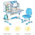Ensemble bureau et chaise pour enfant avec tiroir de rangement et compartiments pour garcon et filles ...