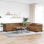 Ensemble de canap� chesterfield - vidaxl - 2 et 3 places - marron - cuir artificiel - facile � assembler ...
