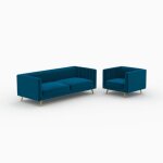 Ensemble canap� et fauteuil en velours bleu 3 places - gatsby - rendez - vous d�co