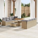 Ensemble de canap� de jardin 11 pi�ces avec coussins beige rotin synth�tique acacia canap� 2 places avec ...