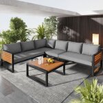 Ensemble de canap�s de jardin - kodise - 5 - 6 places - cadre acier galvanis� - coussins amovibles - ...