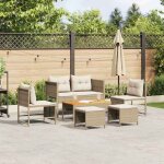 Ensemble de canap� de jardin en polyrotin - vidaxl - 6 pi�ces - beige et cr�me - polyrotin - table de ...
