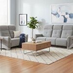 Ensemble canap� relax �lectrique 3 places + canap� fixe 2 places tissu maill� gris - austral