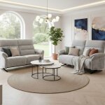 Ensemble canap� relax �lectrique 3 places + canap� fixe 2 places tissu maill� gris - lama