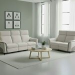 Ensemble canap� relax �lectrique 3 places + canap� fixe 2 places tissu maill� gris - sollys