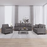 Ensemble de canap�s similicuir - vidaxl - 3 pi�ces - gris - similicuir - fauteuil: 78x77x80 cm