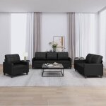 Ensemble de canap�s en similicuir - vidaxl - 3 pi�ces - noir - similicuir - fauteuil - canap� 2 places ...