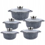 Ensemble de casseroles 10 pices induction cramique marbre hemberg avec revtement antiadhsif et couvercle ...