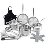 Ensemble de casseroles en acier inoxydable 16 pièces ensemble de casseroles à induction ensemble dustensiles ... Ensemble de casseroles en acier inoxydable 16 pièces ensemble de casseroles à induction ensemble dustensiles ...