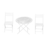 Ensemble de chaises de table de jardin de maison poup�e 1:12 meuble de bistrot de patio miniature blanc ...