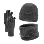 Ensemble chauds dhiver 3en1 bonnet cache - cou et gants  cran tactile doublure molleton doux tricot ...