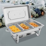 Ensemble de chauffe de buffet � 3 compartiments - r�cipient chauffant pour buffet en acier inoxydable ...