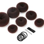 Ensemble de fabrication de chignons beignets �lastiques de diff�rentes tailles avec bandes et �pingles ...