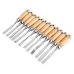 Ensemble de ciseaux  bois 12 pices avec manche en bois lames en acier outils de bricolage pour le travail ...