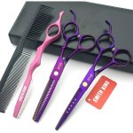 Ensemble de ciseaux cheveux - febest - 60 pouces - violet - acier inoxydable - ciseaux de coupe - ciseaux ...
