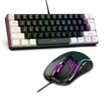 Ensemble clavier et souris de jeu filaire 61 touches souris � trou arri�re blanc et noir clavier dordinateur ...