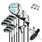 Ensemble de clubs de golf femme costway - sac � support - ensemble comprenant driver&bois de parcours&hybride& ...