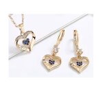 Ensemble collier sautoir et boucle doreilles en forme de coeur placage or 18k