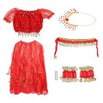 Ensemble de costume de danse du ventre pour filles robe longue v�tements de danse indienne (rouge l)