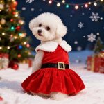 Ensemble de costume de nol pour chien robe en velours pour chiot tenue de nol vtements dhiver chauds ...